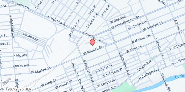 Map showing St. Matthew Food Pantry at 839 W Market St, York, PA