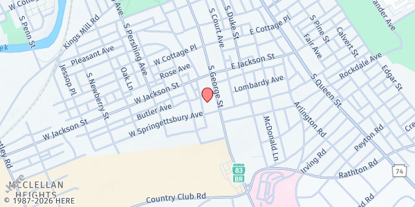 Map showing St. Paul's Lutheran Church - York at 25 W. Springettsbury Ave., York, PA