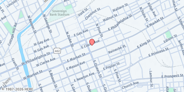 Map showing The Caring Ministry at 225 E. Market St., York, PA