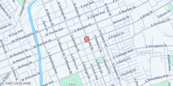 Map showing The Salvation Army - York at 30 E King St, York, PA