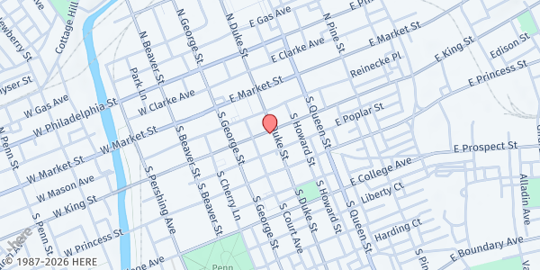 Map showing The Salvation Army - York at 50 E. King St., York, PA