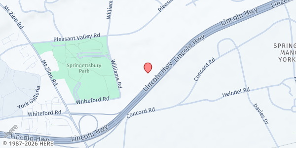 Map showing The Upper Room at 1401 William Rd., York, PA