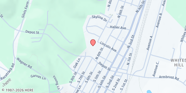 Map showing Youngwood Food Pantry at 100 Lincoln Ave., Youngwood, PA