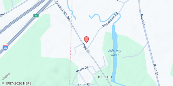 Map showing Trinity Lutheran Church-Preschool at 110 High St, Ashaway, RI