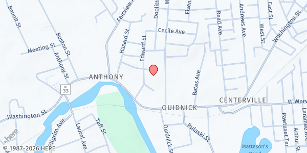 Map showing Coventry Community Food Bank at 191 MacArthur Blvd, Coventry, RI