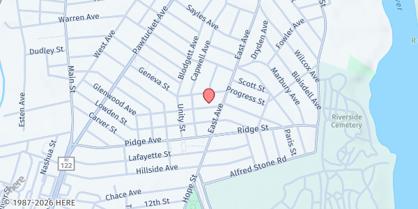 Map showing Covenant Congregational Church - Food Distribution Center at 143 Glenwood Ave, Pawtucket, RI