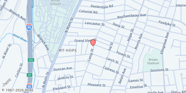 Map showing Camp Street Ministries - Food Distribution Center at 190 1/2 Camp St, Providence, RI