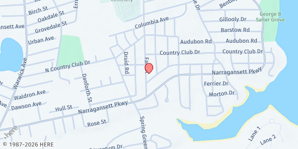 Map showing Asbury United Methodist Church at 143 Ann Mary Brown Dr, Warwick, RI