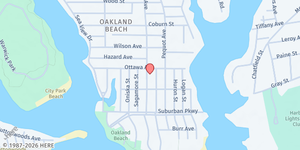 Map showing Saint Rita's Church Pantry - Food Distribution Center at 722 Oakland Beach Ave, Warwick, RI