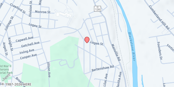 Map showing St. Agatha's Church at 34 Joffre Ave, Woonsocket, RI