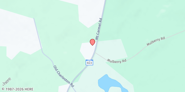 Map showing Mulberry AME Church at 2758 Mt. Carmel Rd., Abbeville, SC