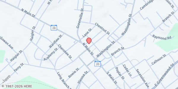 Map showing UCM of Abbeville County at 300 North Main St, Abbeville, SC