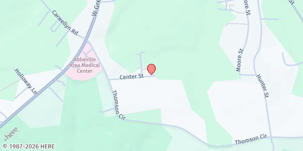 Map showing United Christian Ministries of Abbeville County at 101 Center St., Abbeville, SC