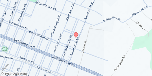 Map showing Aiken-Barnwell Counties Community Action Agency at 291 Beaufort St. NW., Aiken, SC