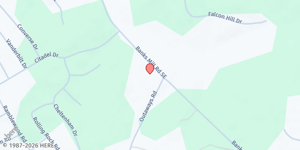 Map showing Mt Anna Baptist at 2612 Banks Mill Rd., Aiken, SC