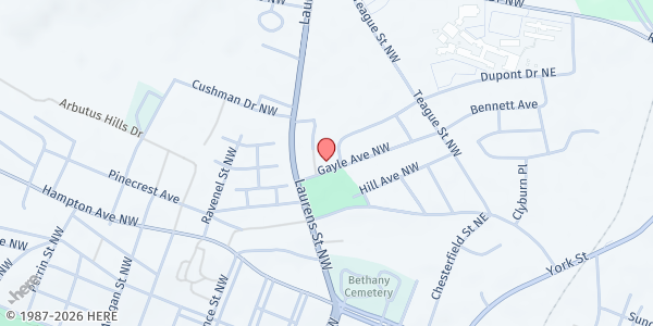 Map showing Salvation Army of Aiken at 322 Gayle Ave. NW., Aiken, SC