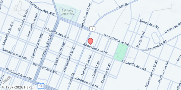 Map showing Williams Chapel Church of God at 212 Abbeville Ave. NE., Aiken, SC