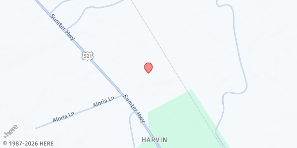 Map showing Reesville A.M.E. Church at 7764 Sumter Highway, Alcolu, SC