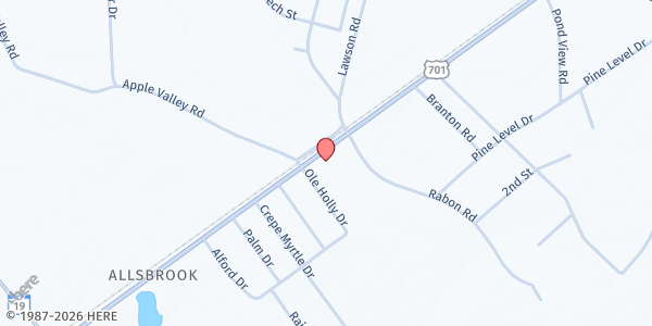 Map showing The Master's Table at 1839 Hwy. 701 S., Allsbrook, SC