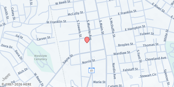 Map showing AIM-Anderson at 1206 S Murray Ave, Anderson, SC