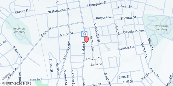 Map showing Anderson Emergency Kitchen at 306 West Franklin St., Anderson, SC