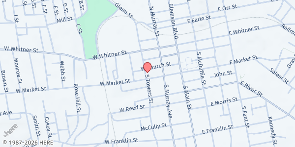 Map showing Good Neighbor Cupboard at 313 S. Towers St., Anderson, SC