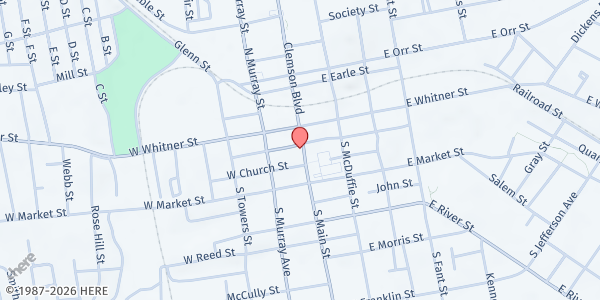Map showing Honea Path United Min at 204 S. Main St., Anderson, SC