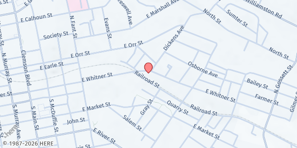 Map showing Hope Baptist Church at 700 E. Whitner St., Anderson, SC