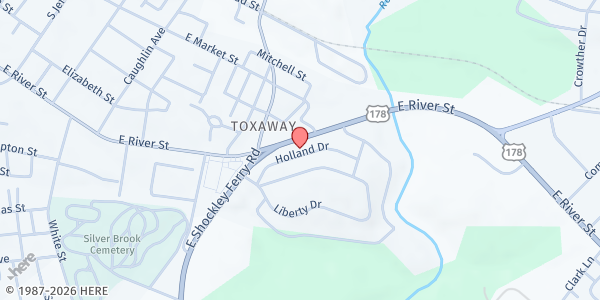 Map showing Overcomers Outreach Community Dev at 1622 E. River St., Anderson, SC