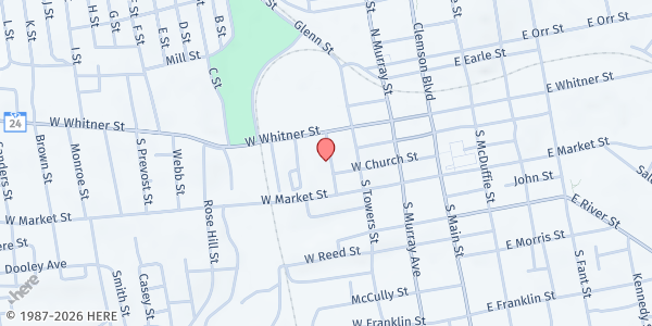 Map showing Salvation Army of Anderson at 112 Tolly St., Anderson, SC