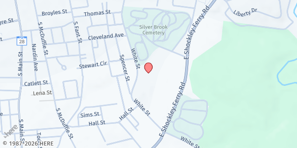 Map showing St Mary Of the Angels Catholic Church at 1821 White St., Anderson, SC