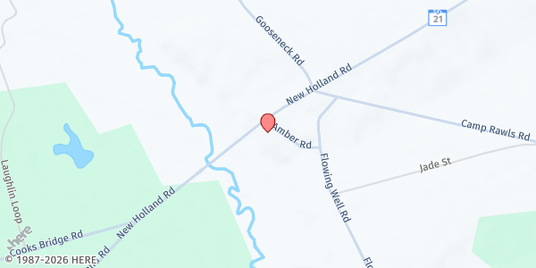 Map showing Rocky Springs Baptist Church at 1000 New Holland Rd., Barefoot, SC