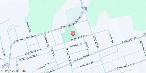 Map showing Lexington County Recreation & Aging Commission Batesburg (LRAC) at 241 Highland Avenue, Batesburg-Leesville, SC