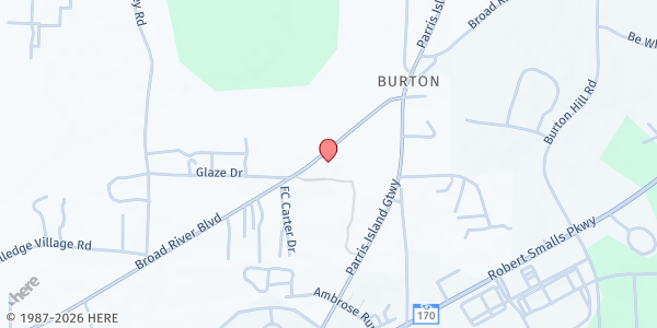 Map showing Free Born Deliverance Temple at 113 Broad River Blvd., Beaufort, SC