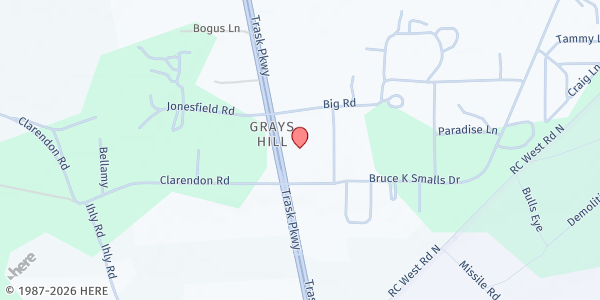 Map showing Grays Hill Baptist Church at 2749 Trask Pkwy, Beaufort, SC