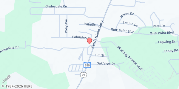 Map showing Healing Waters Mission- Beaufort at 22 St. Paul's Church Rd, Beaufort, SC