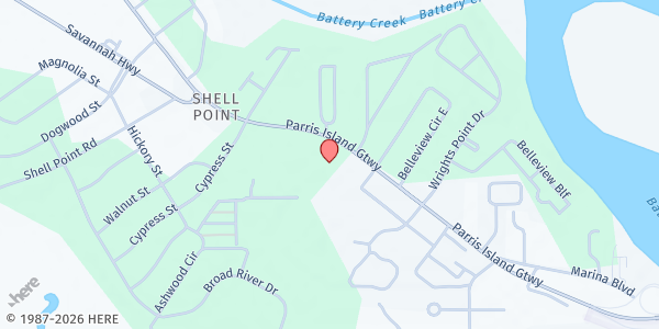 Map showing Praise Assembly of God at 800 Parris Island Gateway, Beaufort, SC