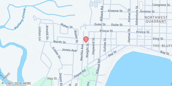 Map showing Salvation Army of Beaufort at 2505 North St, Beaufort, SC