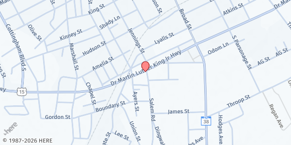 Map showing El-Jireth Pentecostal Apostolic Church at 206-A Hwy. 15/401, Bennettsville, SC
