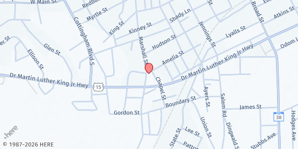 Map showing Level Green UMC at 316 Marshall St., Bennettsville, SC