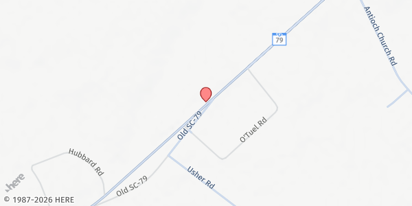 Map showing New Hill Free Will Baptist Church at 195 Hwy. 79, Bennettsville, SC