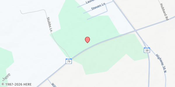 Map showing New Hill Free Will Church at 195 Highway 79 West, Bennettsville, SC