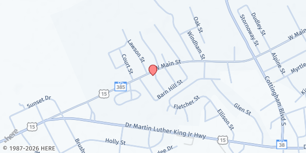 Map showing Word of Life Christian Center at 1300 West Main Street, Bennettsville, SC