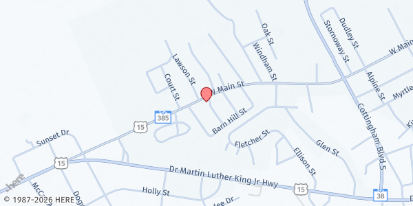 Map showing Word of Life Christian Center Ministries at 1300 West Main Street, Bennettsville, SC