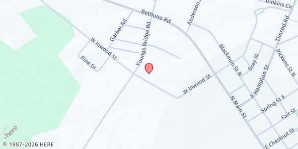 Map showing Divine Faith at 390 Inwood St., Bethune, SC