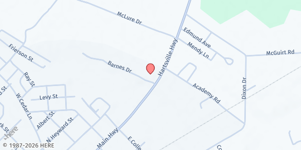 Map showing Bishopville Church of Christ at 805 N. Main St., Bishopville, SC