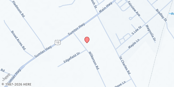Map showing Lee County Council on Aging at 51 Wilkinson Road, Bishopville, SC