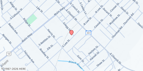 Map showing Life Empowerment Community Outreach at 232 Gregg Street, Bishopville, SC