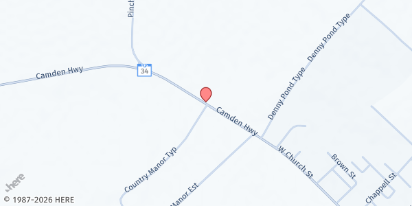 Map showing Mt. Calvary Missionary Baptist at 714 Camden Highway, Bishopville, SC