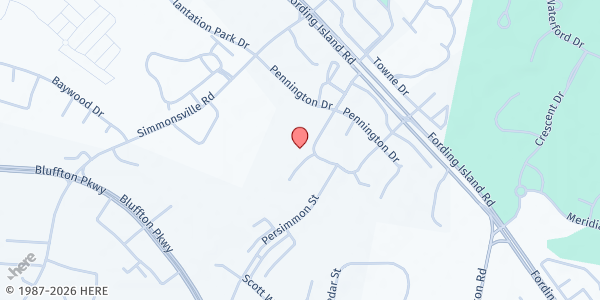 Map showing Bluffton Self Help at 39 Sheridan Park Cir. Suite 10, Bluffton, SC